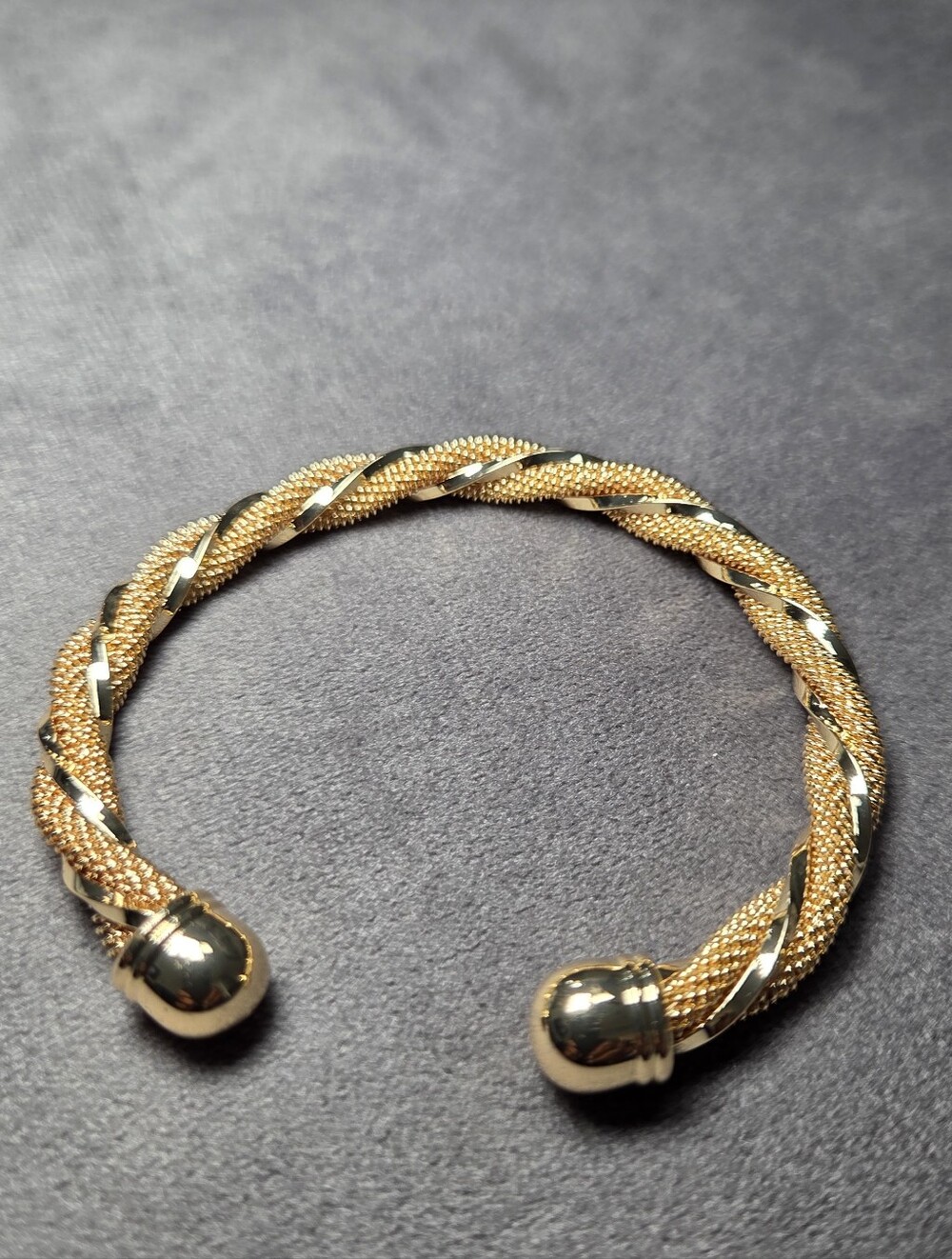 Gold Plated Twisted Mesh Cuff Bracelet - Women's Jewelry